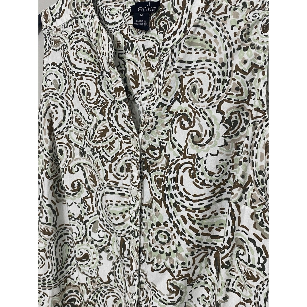 Womens Sleeveless Top Size Medium Lightweight‎ Paisley Button Down Resort Wear - Picture 2 of 8